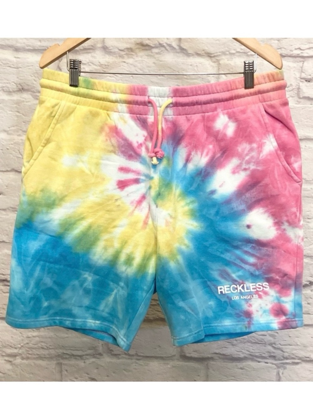 Young & Reckless New XL Tie Dye Comfy Women’s Sweats Shorts Blue Pink Yellow